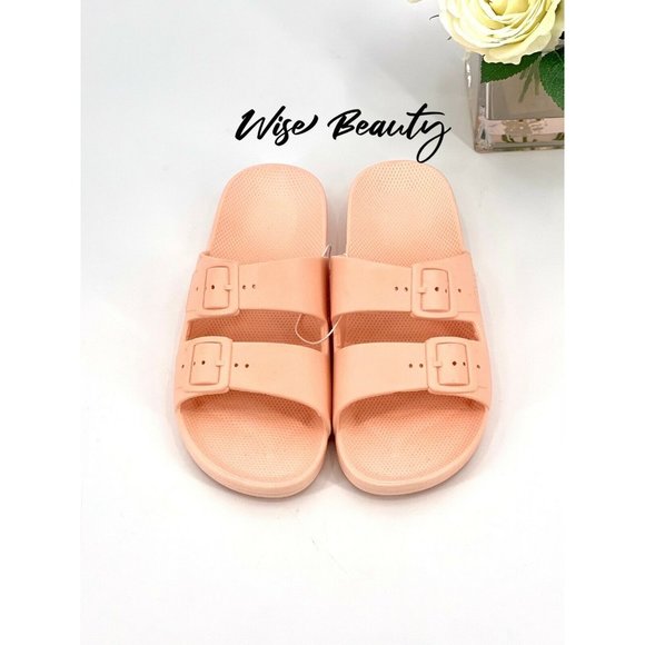 Freedom Moses Womens Two Band Slide Sandals Peach Baby Size 10-10.5 Shoe NWT! - Picture 5 of 10